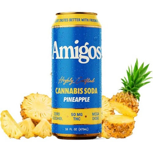 AMIGOS 50MG MEGA DOSE CANNABIS SODA DRINK- PINEAPPLE