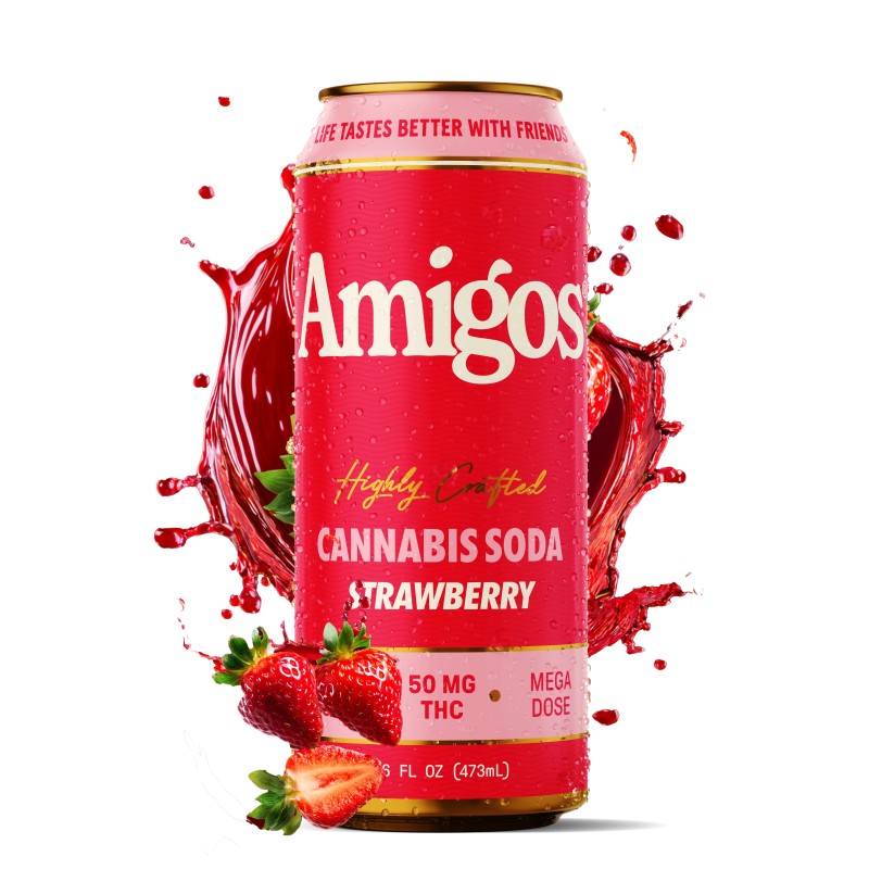AMIGOS 50MG MEGA DOSE CANNABIS SODA DRINK- STRAWBERRY