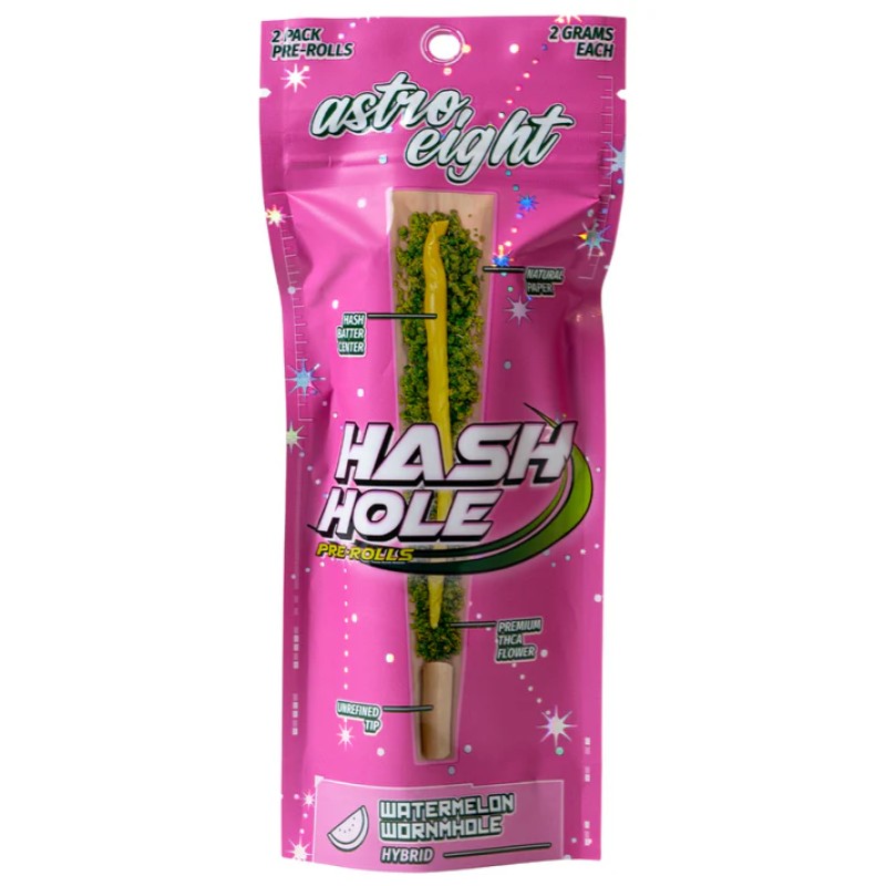 ASTRO 8 HASH HOLE 2G THCA PREROLL 10CT- WATERMELON WORNHOLE (H)