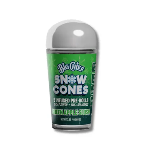 BIG CHIEF SNOW CONES 5CT THCA PRE ROLLS- GREEN APPLE SLUSH (H)