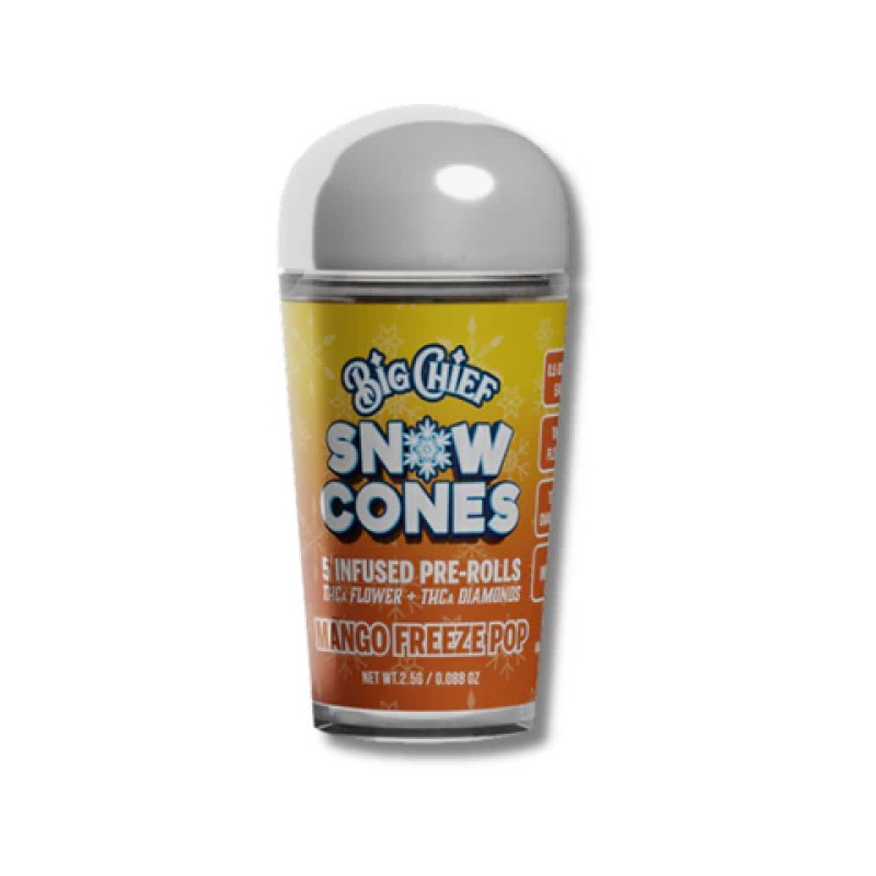 BIG CHIEF SNOW CONES 5CT THCA PRE ROLLS- MANGO FREEZE POP (I)
