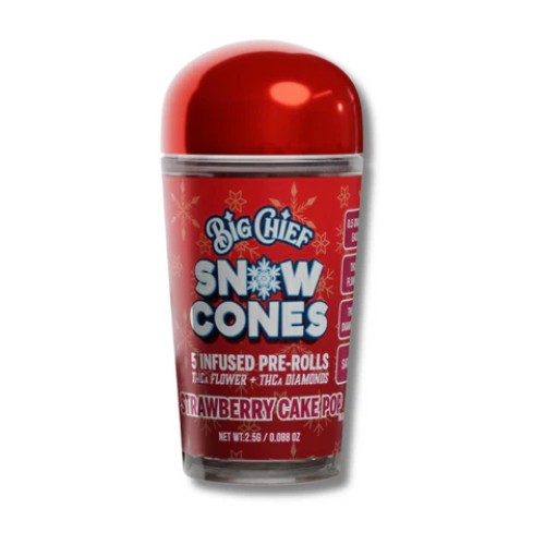 BIG CHIEF SNOW CONES 5CT THCA PRE ROLLS- STRAWBERRY CAKE POP (S)