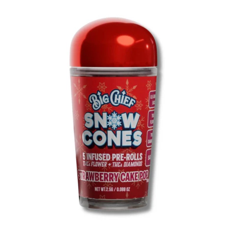 BIG CHIEF SNOW CONES 5CT THCA PRE ROLLS- STRAWBERRY CAKE POP (S)