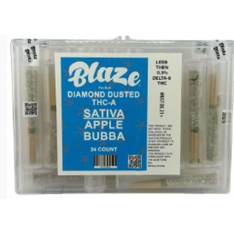 BLAZE THCA DIAMOND DUSTED PREROLL 1G EACH- APPLE BUBBA (S)