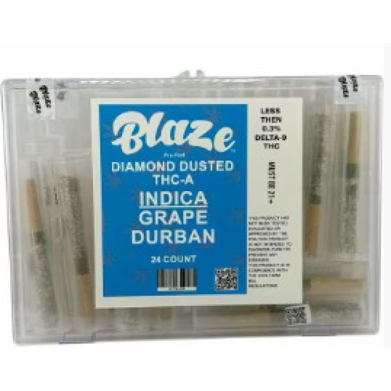BLAZE THCA DIAMOND DUSTED PREROLL 1G EACH- GRAPE DURBAN (I)