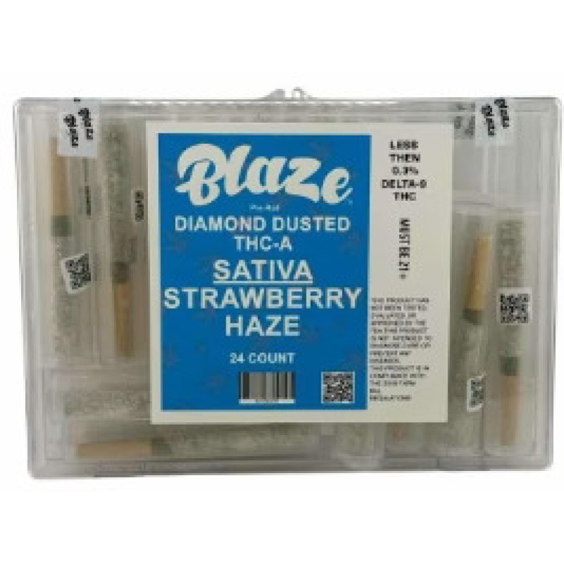 BLAZE THCA DIAMOND DUSTED PREROLL 1G EACH- STRAWBERRY HAZE (S)