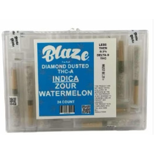BLAZE THCA DIAMOND DUSTED PREROLL 1G EACH- ZOUR WATERMELON (I)