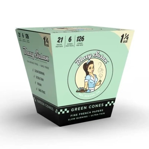 BLAZY SUSAN GREEN CONES 1 1/4 CONES 6PK/21CT - GREEN