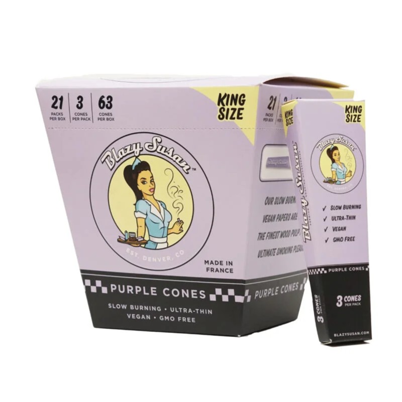 BLAZY SUSAN KING SIZE PRE-ROLLED CONES 3PK 21CT/BOX - PURPLE