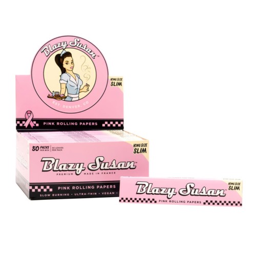 BLAZY SUSAN PINK ROLLING CONES & PAPERS KING SIZE WIDE 50PACKS