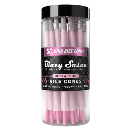 BLAZY SUSAN ULTRA THIN RICE 50CT/JAR KING CONES - BLACK