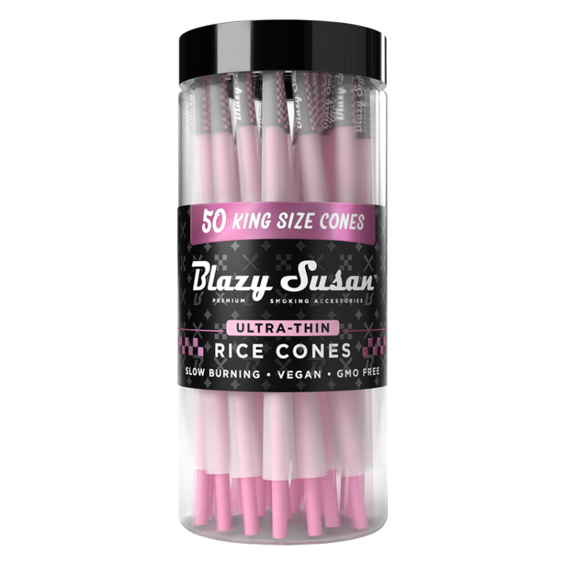 BLAZY SUSAN ULTRA THIN RICE 50CT/JAR KING CONES - BLACK