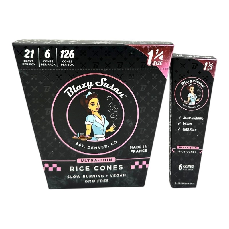 BLAZY SUSAN ULTRA THIN RICE CONES 1 1/4 CONES 6PK/21CT - BLACK