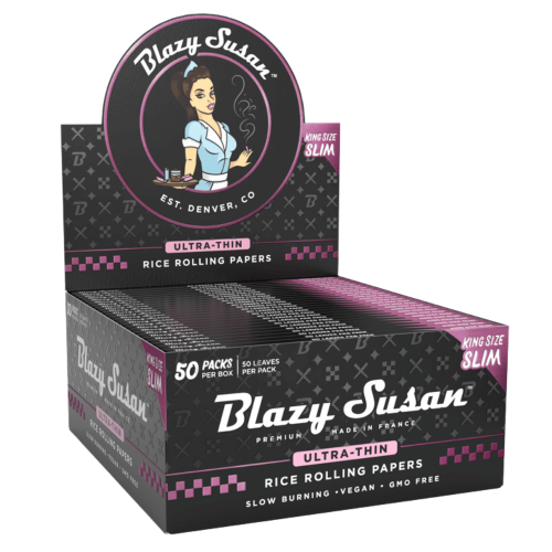 BLAZY SUSAN ULTRA THIN RICE ROLLING PAPERS 50CT KING SIZE SLIM - BLACK