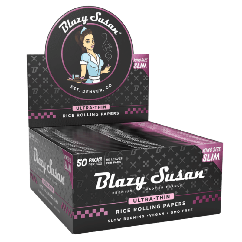 BLAZY SUSAN ULTRA THIN RICE ROLLING PAPERS 50CT KING SIZE SLIM - BLACK