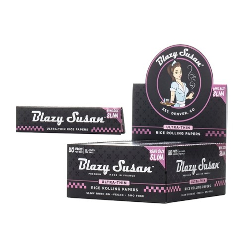 BLAZY SUSAN ULTRA THIN RICE ROLLING PAPERS 50CT KING SIZE WIDE - BLACK