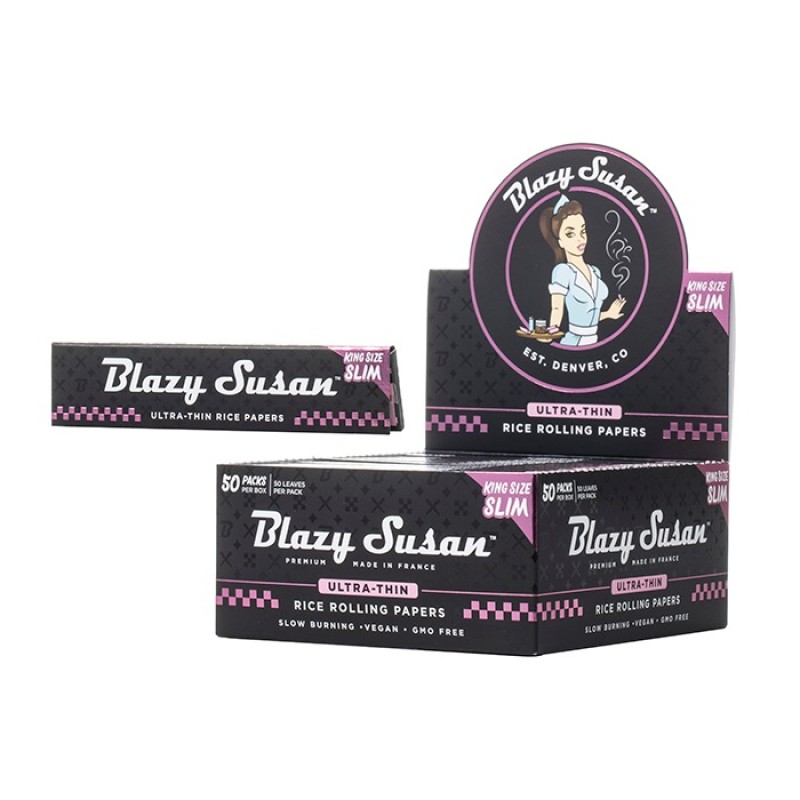BLAZY SUSAN ULTRA THIN RICE ROLLING PAPERS 50CT KING SIZE WIDE - BLACK