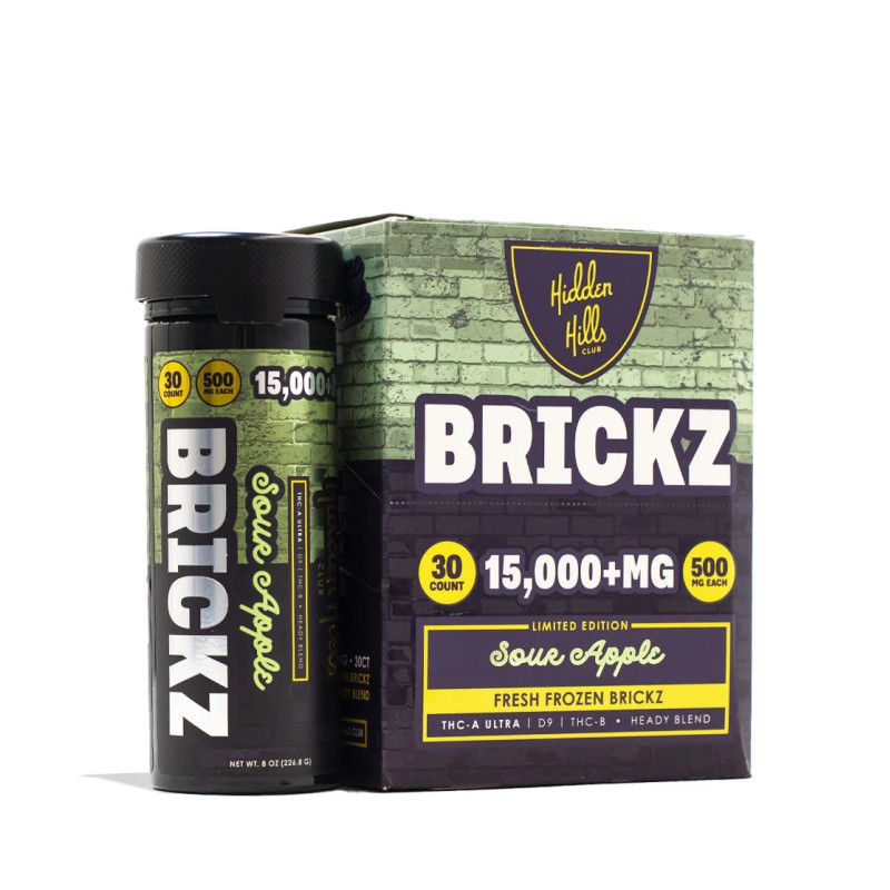 BRICKZ 15G 30CT DISPLAY FRESH FROZEN EDIBLES- SOUR APPLE