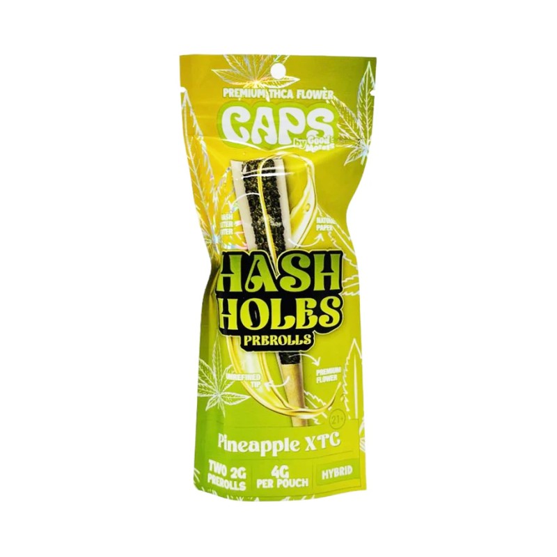 CAPS PREMIUM THCA FLOWER HASH HOLES 2G/4G PK PRE ROLLS- PINEAPPLE XTC (H)