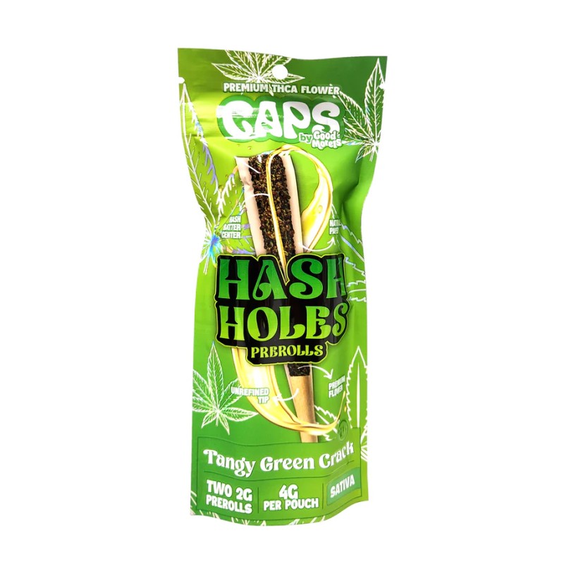 CAPS PREMIUM THCA FLOWER HASH HOLES 2G/4G PK PRE ROLLS- TANGIE GREEN CRACK (S)