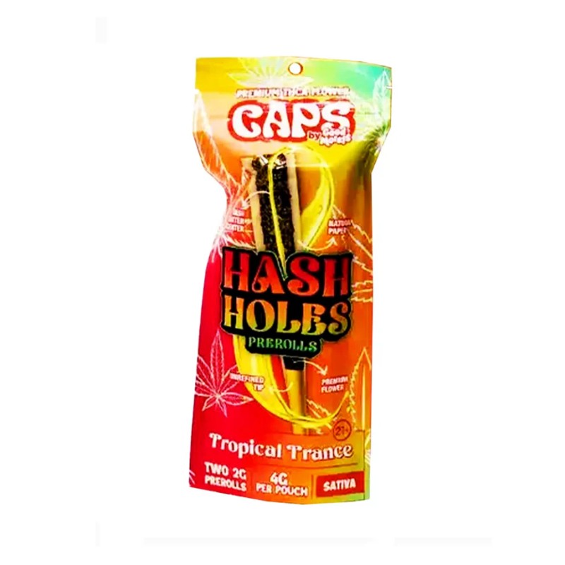 CAPS PREMIUM THCA FLOWER HASH HOLES 2G/4G PK PRE ROLLS- TROPICAL TRANCE (S)