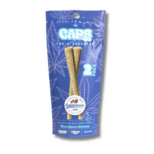 CAPS THCA 1G 2PC/10PK PRE ROLLS- BLUE RAZZ DREAM (S)