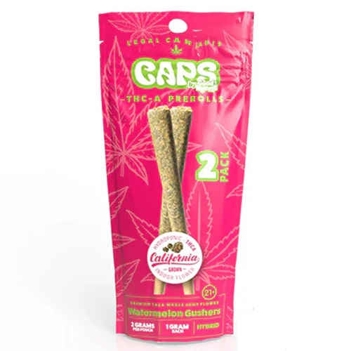 CAPS THCA 1G 2PC/10PK PRE ROLLS- WATERMELON GUSHERS (H)