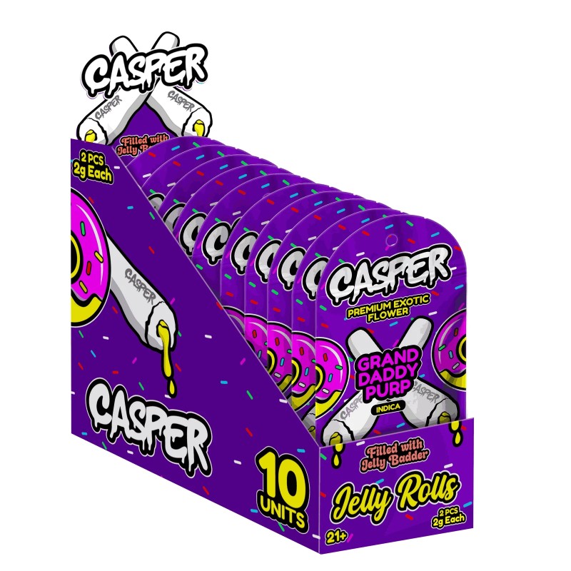 CASPER PREMIUM EXOTIC FLOWER JELLY ROLLS 2PK 2GM - GRAND DADDY PULPLE (I)