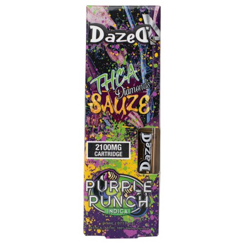 DAZED THC-A DIAMOND SAUCE 2.1G CARTS PURPLE PUNCH INDICA