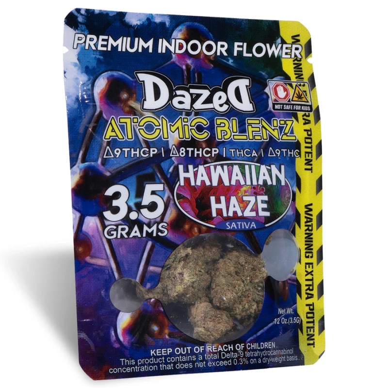 DAZED 3.5G 10CT ATOMIC BLENZ THCA-D9P-D9-D8P FLOWER DISPENSE HAWAIIAN HAZE SATIVA