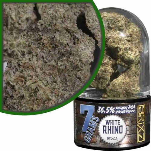 DAZED 7G 5CT BRIXZ THCA FLOWER JAR DISPENSER- WHITE RHINO (I)