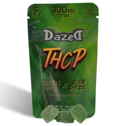 DAZED GUMMY THCP 60MG 15PACK GREEN APPLE X SOUR DIESEL