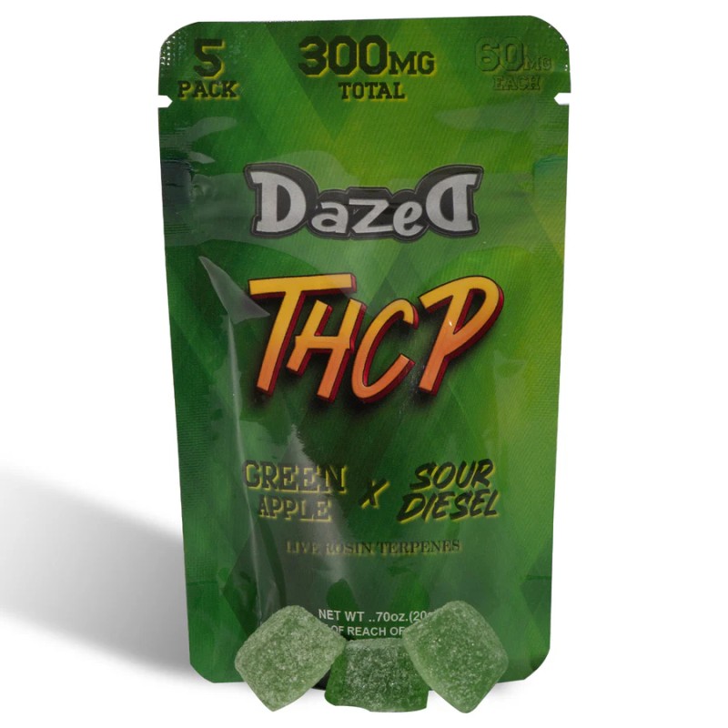 DAZED GUMMY THCP 60MG 15PACK GREEN APPLE X SOUR DIESEL