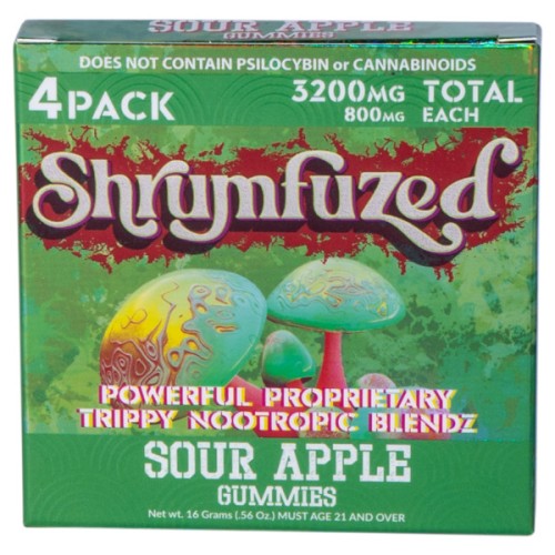 DAZED SHRUMFUZED 4PK 10CT 3200MG GUMMIES- SOUR APPLE