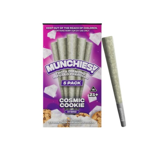 DELTA MUNCHIES 5PK THC-A DIAMOND INFUSED PREROLLS 10 PER BOX - COSMIC COOKIE (H)