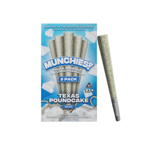 DELTA MUNCHIES 5PK THC-A DIAMOND INFUSED PREROLLS 10 PER BOX - TEXAS POUNDCAKE (I)