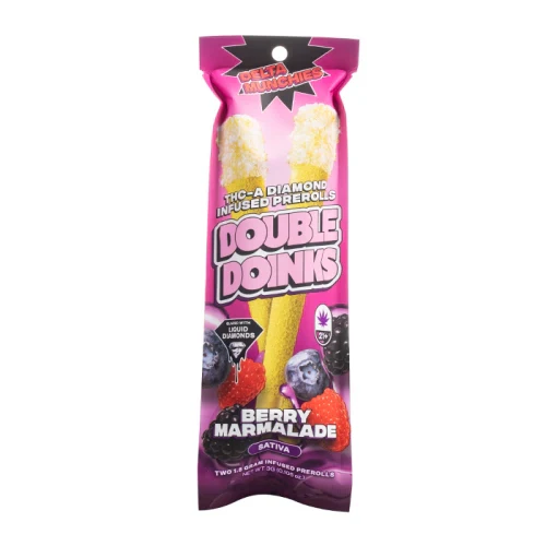 DELTA MUNCHIES DOUBLE DOINKS THC-A PREROLLS 5PK BOX - BERRY MARMALADE (S)