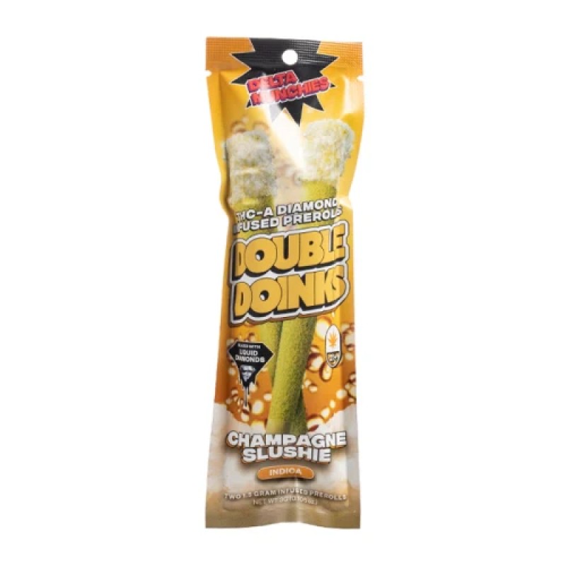 DELTA MUNCHIES DOUBLE DOINKS THC-A PREROLLS 5PK BOX - CHAMPAGNE SLUSHIE (I)