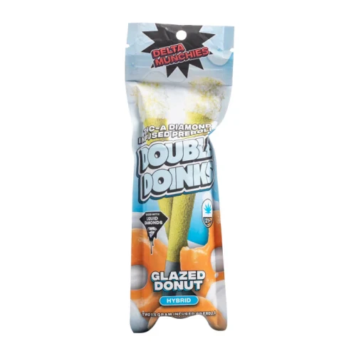 DELTA MUNCHIES DOUBLE DOINKS THC-A PREROLLS 5PK BOX - GLAZED DONUT (H)