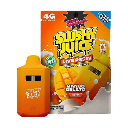 DELTA MUNCHIES SLUSHIE JUICE 4G LIVE RESIN THCP DISPOSABLE - MANGO GELATO (I)
