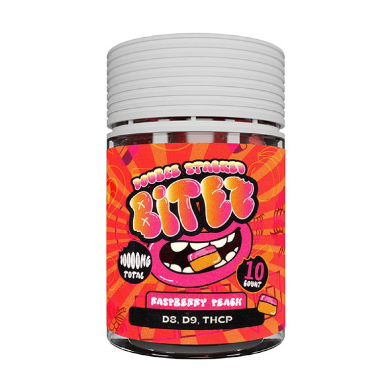 DOUBLE STACKED BITEZ 60000MG/10000 MG PER JAR GUMMIES- RASPBERRY PEACH