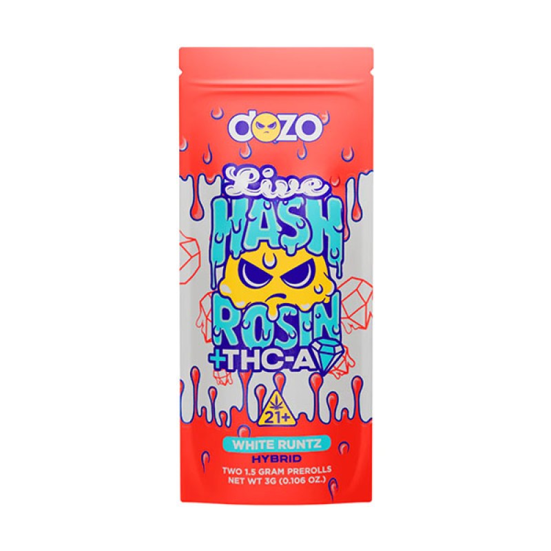 DOZO LIVE HASH ROSIN + THC-A 2 COUNT PREROLL WHITE RUNTZ HYBRID