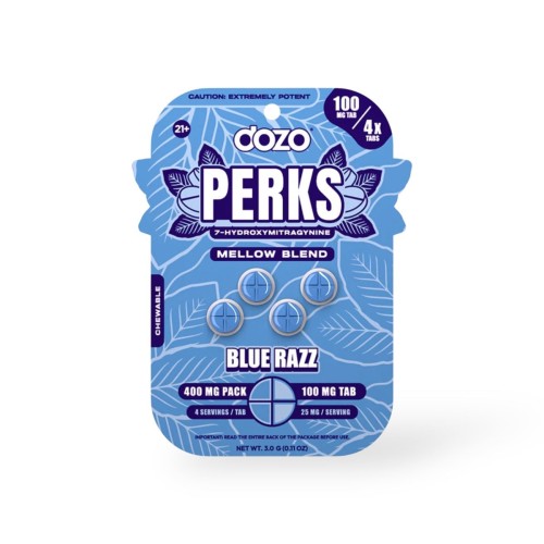 DOZO PERKS 7 HYDROXY 5PK/4CT 100MG- BLUE RAZZ (MELLOW BLEND)