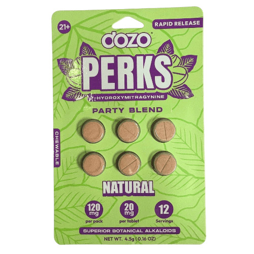 DOZO PERKS 7-HYDROXYMITRAGYNINE 6PC 120MG- PARTY BLEND NATURAL