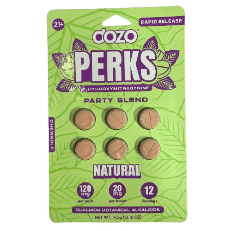 DOZO PERKS 7-HYDROXYMITRAGYNINE 6PC 120MG- PARTY BLEND NATURAL