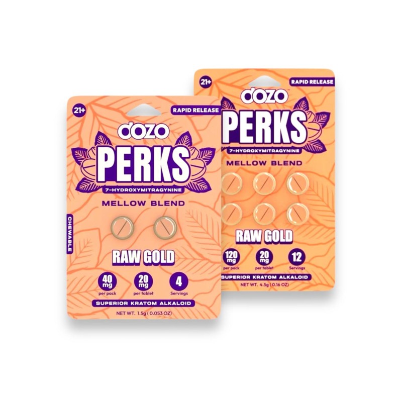 DOZO PERKS 7-HYDROXYMITRAGYNINE 6PC 120MG- RAW GOLD