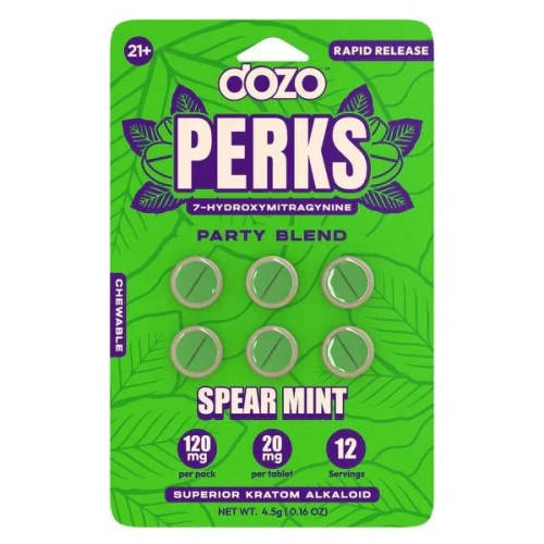 DOZO PERKS 7-HYDROXYMITRAGYNINE 6PC 120MG- SPEARMINT