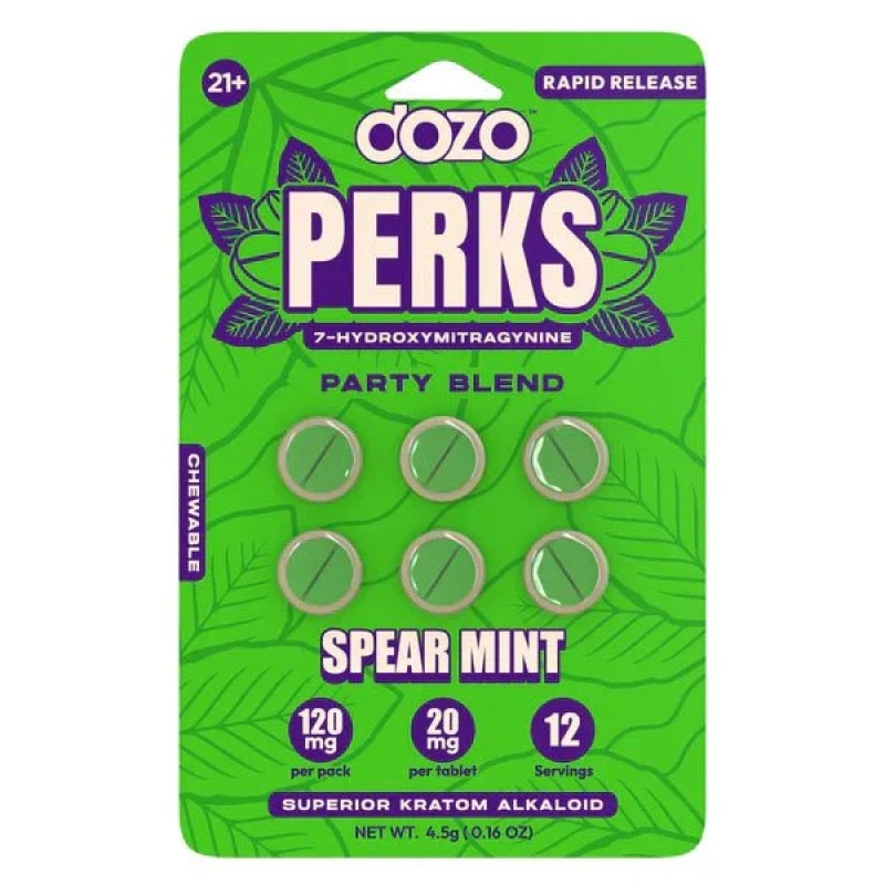 DOZO PERKS 7-HYDROXYMITRAGYNINE 6PC 120MG- SPEARMINT