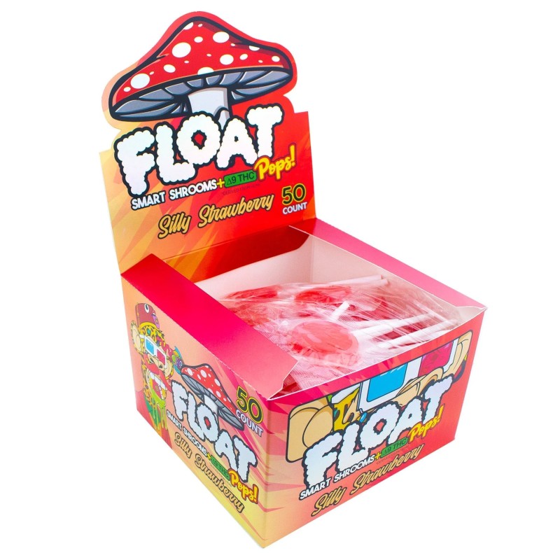 FLOAT MUSHROOM LOLLIPOPS 50CT- SILLY STRAWBERRY