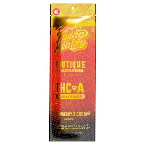 FLYING MONKEY BOUTIQUE THCA PREROLLS 2 PACK 4G - STRAWBERRY X CREAM (S)